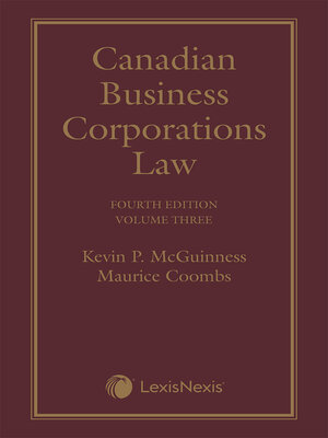 cover image of Canadian Business Corporations Law, Volume 3